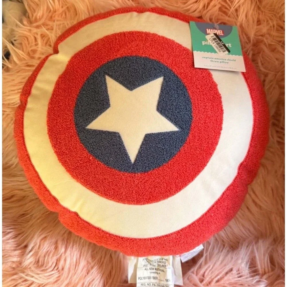 Pillowfort Marvel Captain America Shield Kids Decorative Throw Pillow New